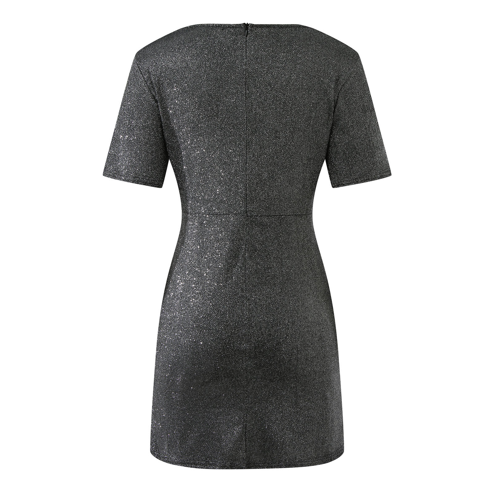 thumbnail image 5 of Vestido sexy de lentejuelas con cuello en V y manga corta para mujer - Color liso, corte ajustado, poliéster - Elegante vestido de fiesta para veladas, bodas y salidas nocturnas, 5 of 5